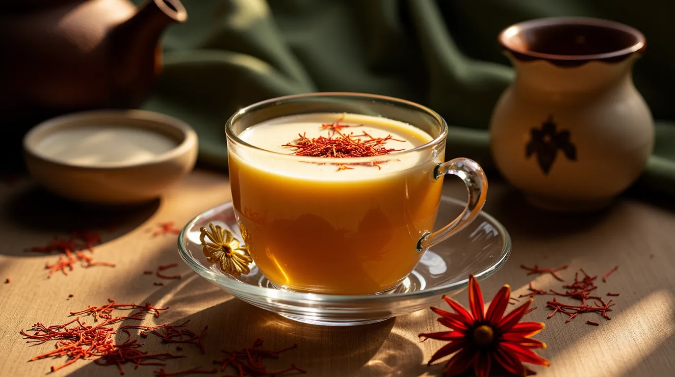 چای زعفران با شیر